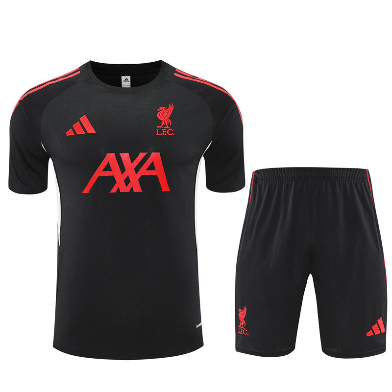 Tenue maillot + short Liverpool Noir/Rouge 25/26