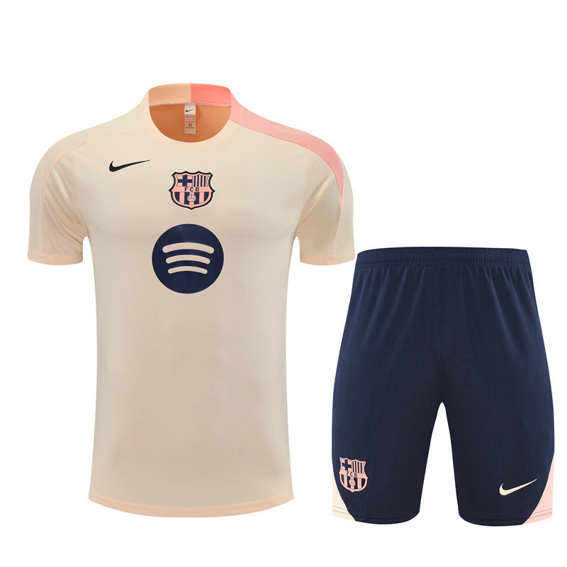 Kit Shirt + Shorts Barcelona Training Beige/Dark Blue 25/26