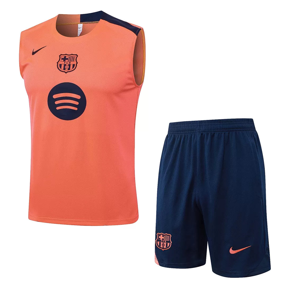 Completino Canottiera Barcelona 2025/26 Uomo Arancione | Kit Allenamento