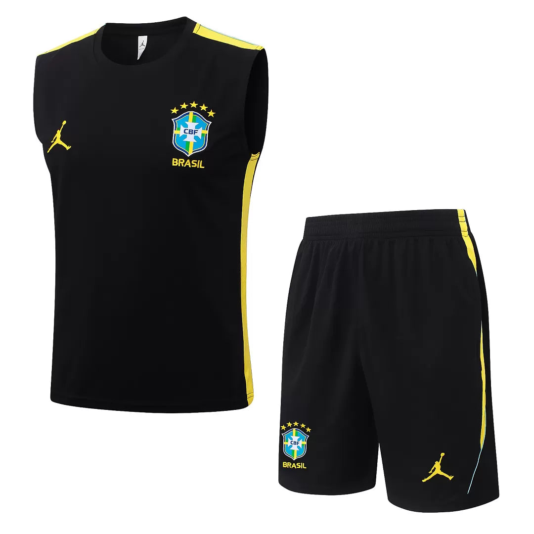 Completino Canottiera Brasile 26/27 Uomo Nero Giallo | Kit Allenamento