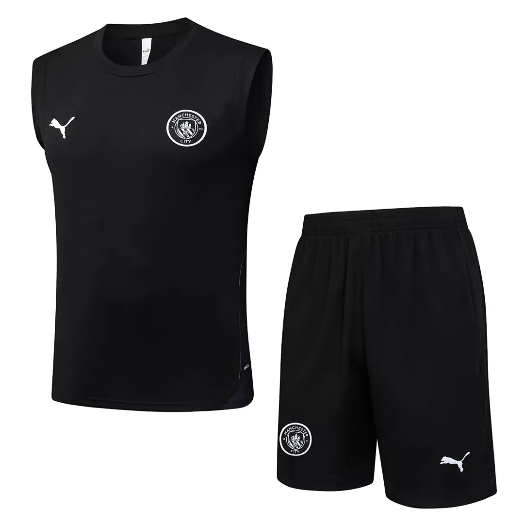 Completino Canottiera Manchester City 2025/26 Uomo Nero | Kit Allenamento