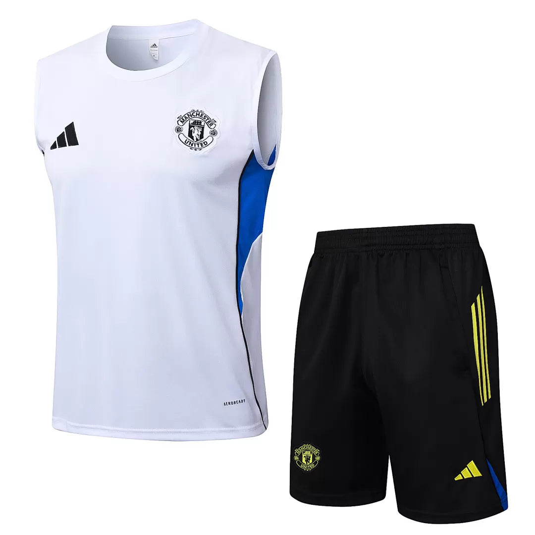 Completino Canottiera Manchester United 25/26 Uomo Bianco | Kit Allenamento
