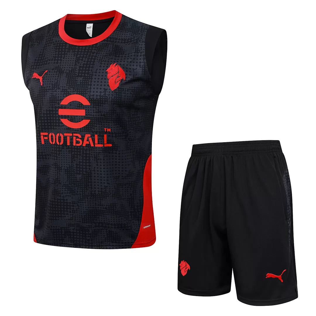 Completino Canottiera Milan 2025/26 Uomo Nero | Kit Allenamento