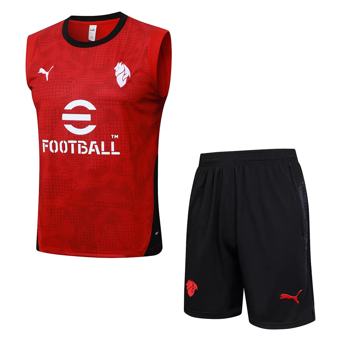 Completino Canottiera Milan 2025/26 Uomo Rosso | Kit Allenamento