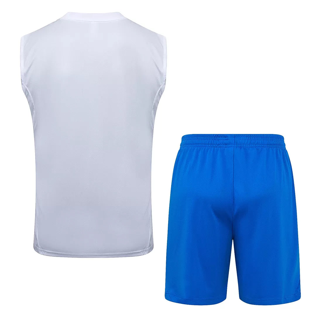 Completino Canottiera Real Madrid 25/26 Uomo Bianco Azzurro | Kit Allenamento