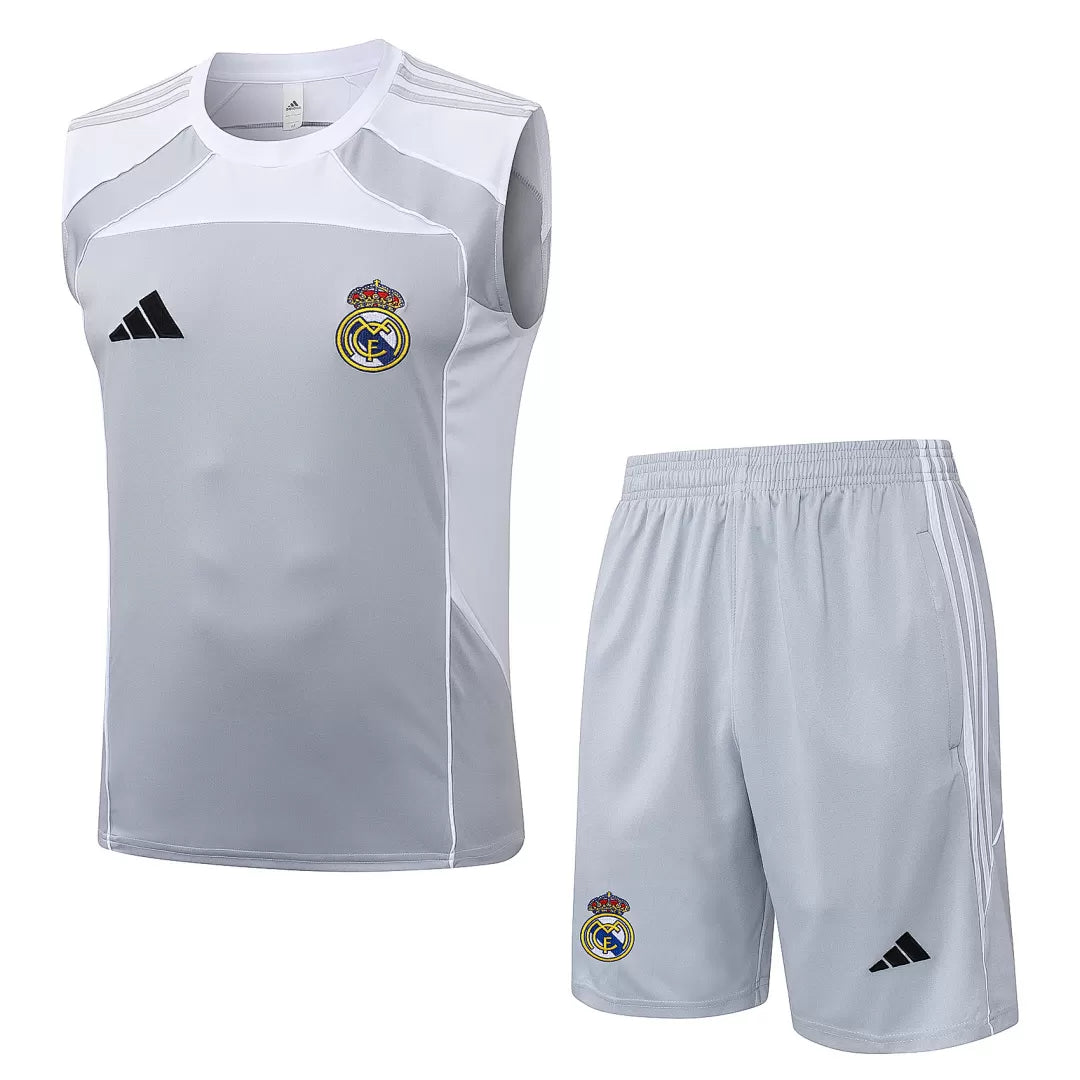 Completino Canottiera Real Madrid 25/26 Uomo Grigio | Kit Allenamento