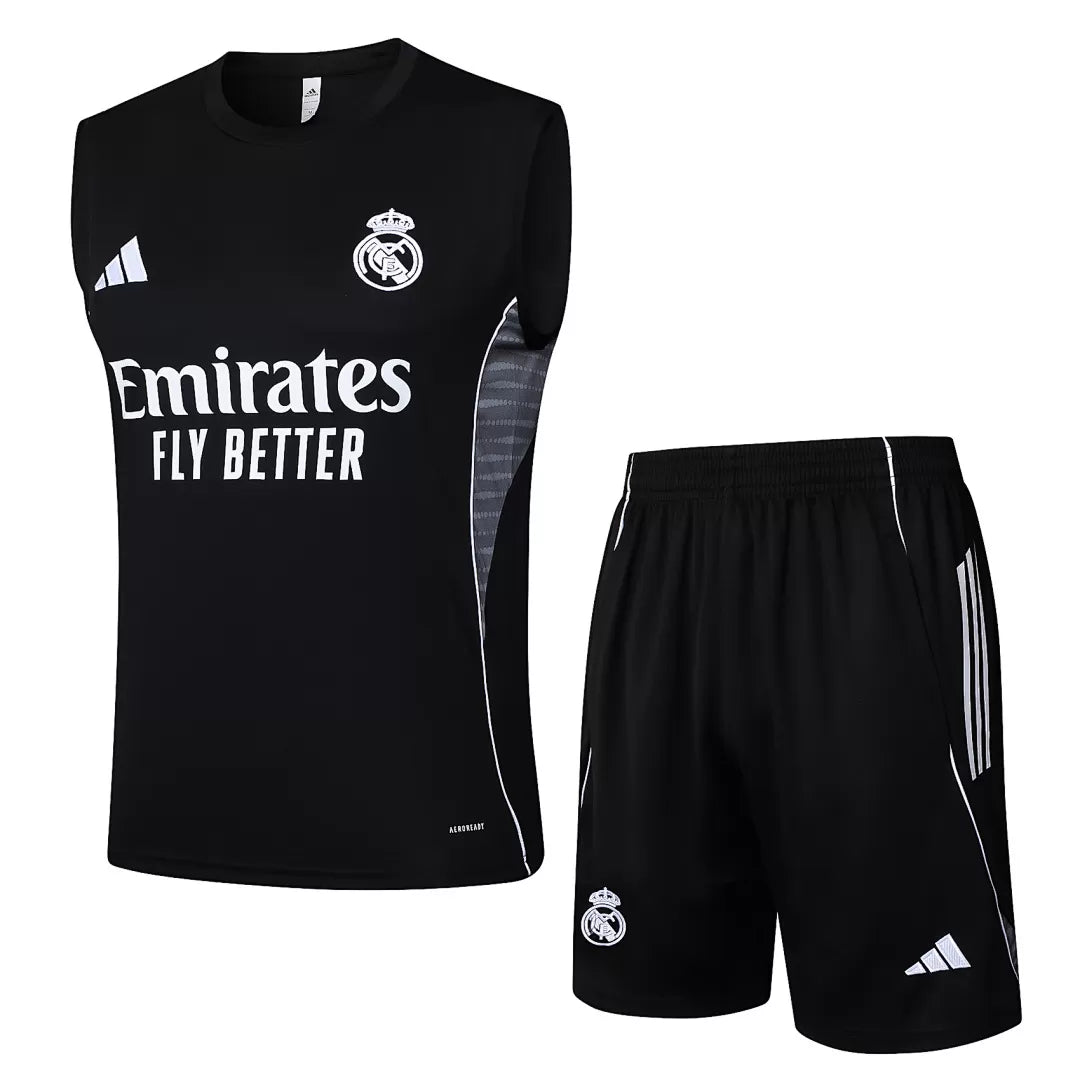 Completino Canottiera Real Madrid 25/26 Uomo Nero | Kit Allenamento