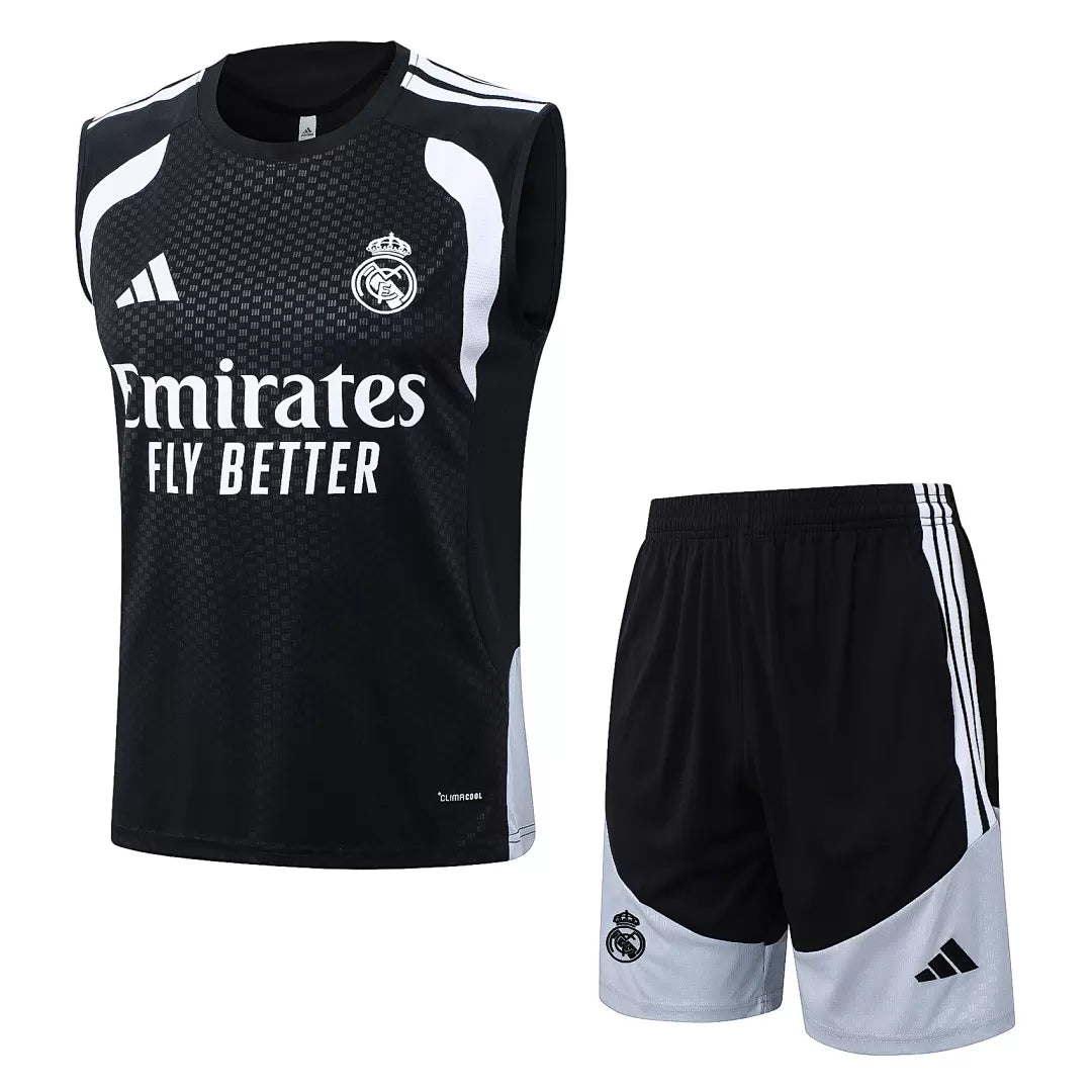 Completino Canottiera Real Madrid 26/27 Uomo Nero | Kit Allenamento