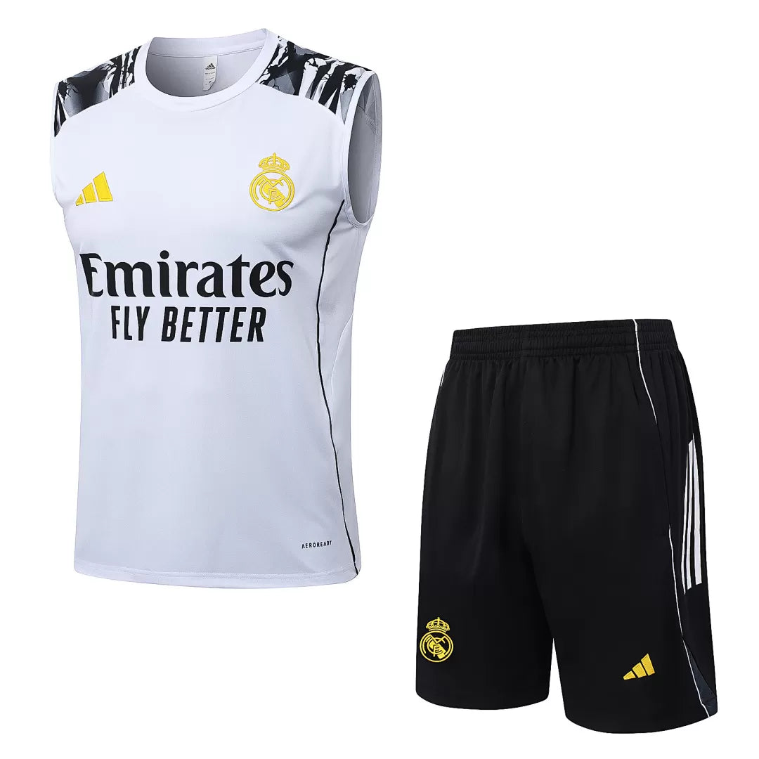 Completino Canottiera Real Madrid x Marvel 2025/26 Uomo Bianco | Kit Allenamento