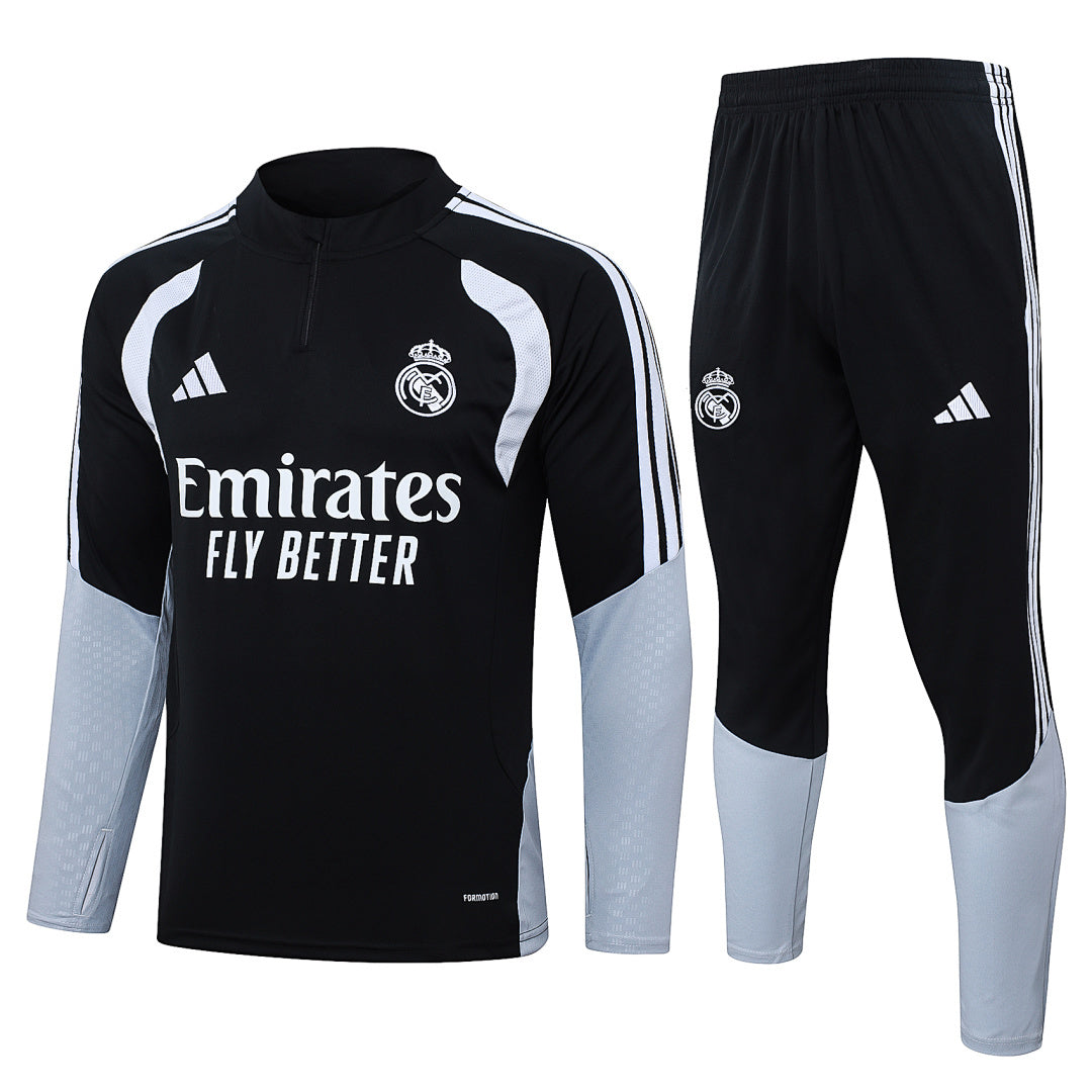 Tuta Real Madrid Nero/Bianco Half-Zip 26/27 Uomo | Tuta da Calcio