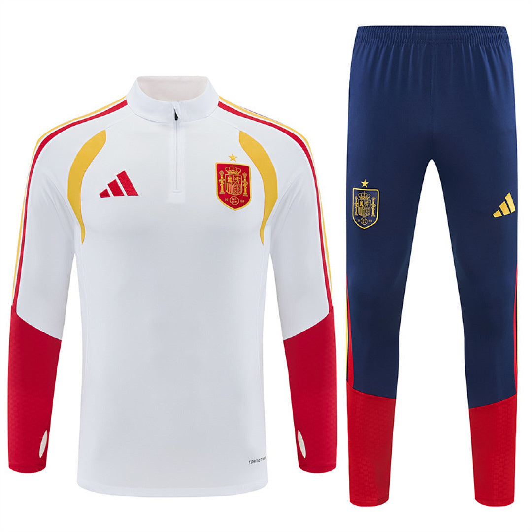 Tuta Spagna Bianco/Blu Half-Zip 2026 Uomo | Tuta da Calcio