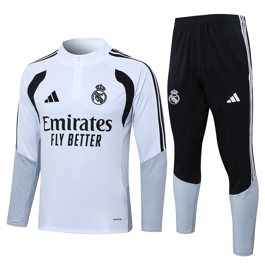 Tuta Real Madrid Bianco/Nero Half-Zip 26/27 Uomo | Tuta da Calcio