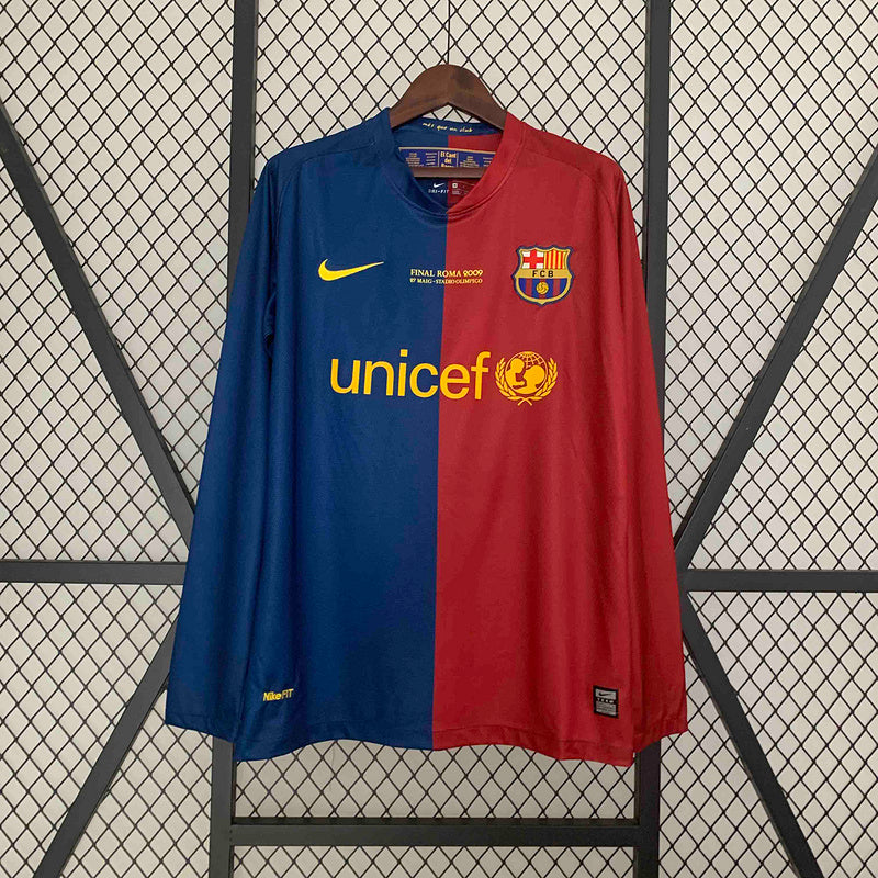 Barcelona Home Jersey 08/09 Retro Long Sleeve Champions