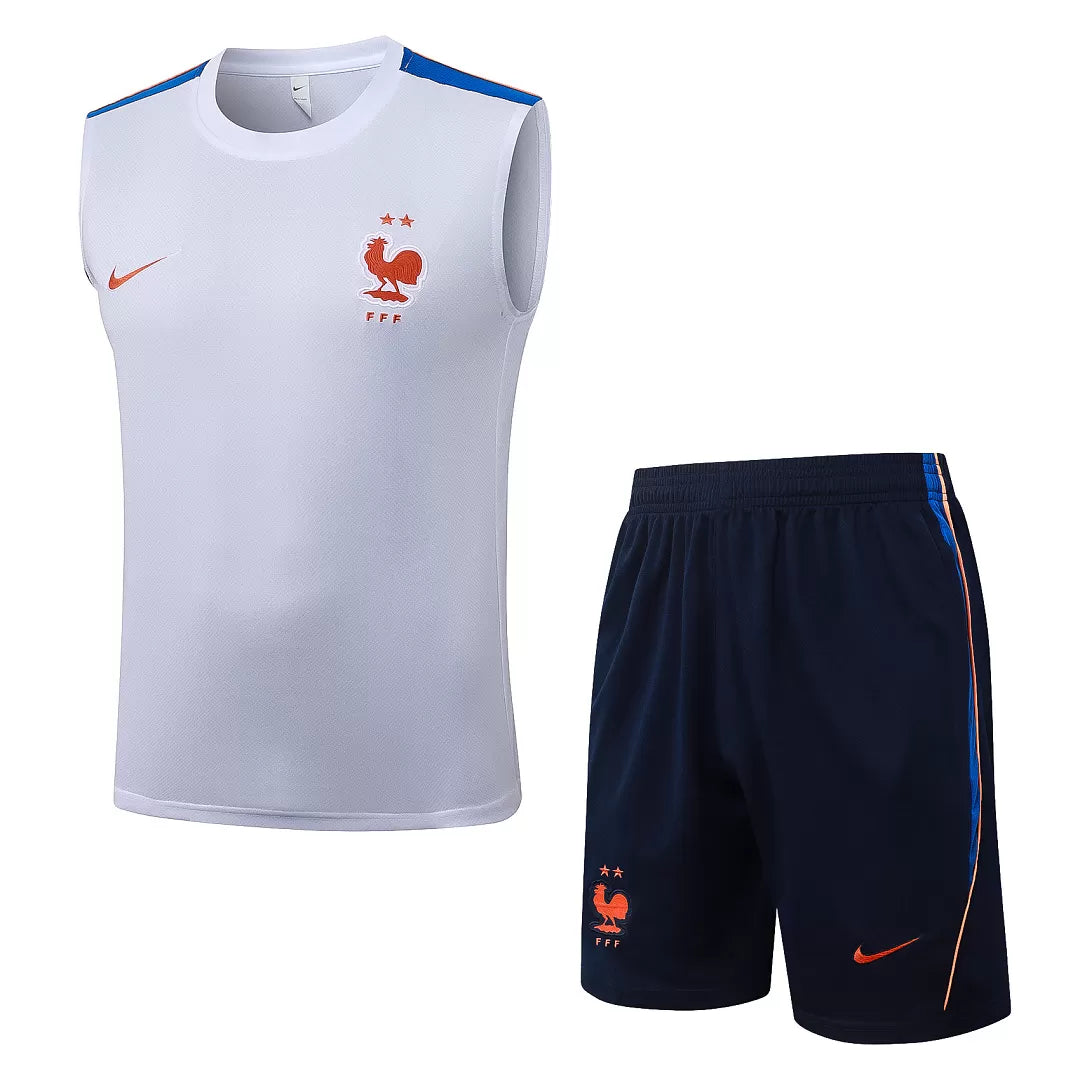 Completino Canottiera Francia 26/27 Uomo Bianco/Blu Navy | Kit Allenamento