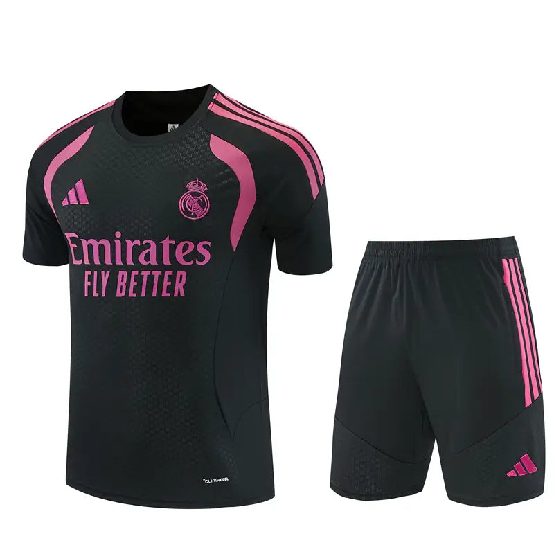 Completino Manica Corta Real Madrid 26/27 Uomo Nero | Kit Allenamento