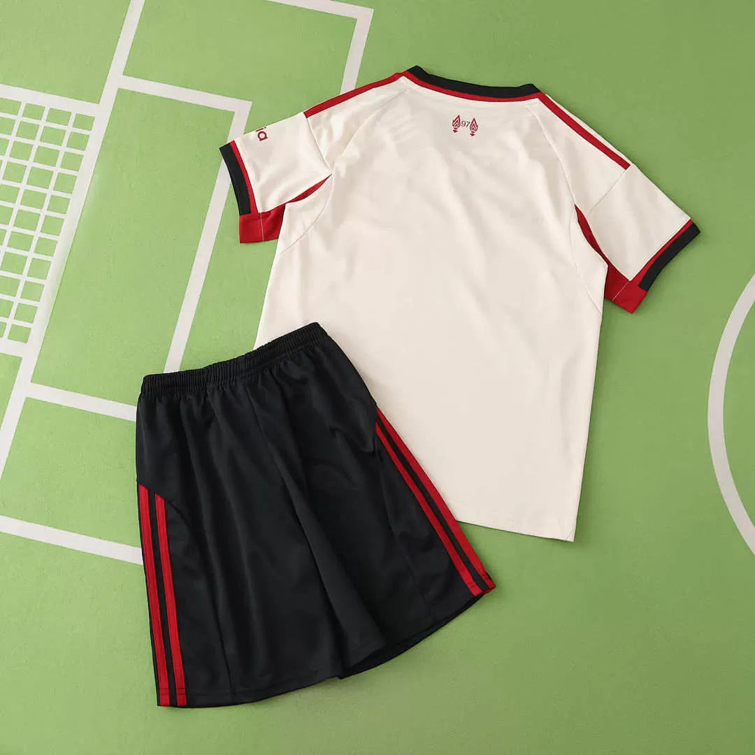 Kit Liverpool Away 25/26 Bambino Bianco | Kit da Calcio
