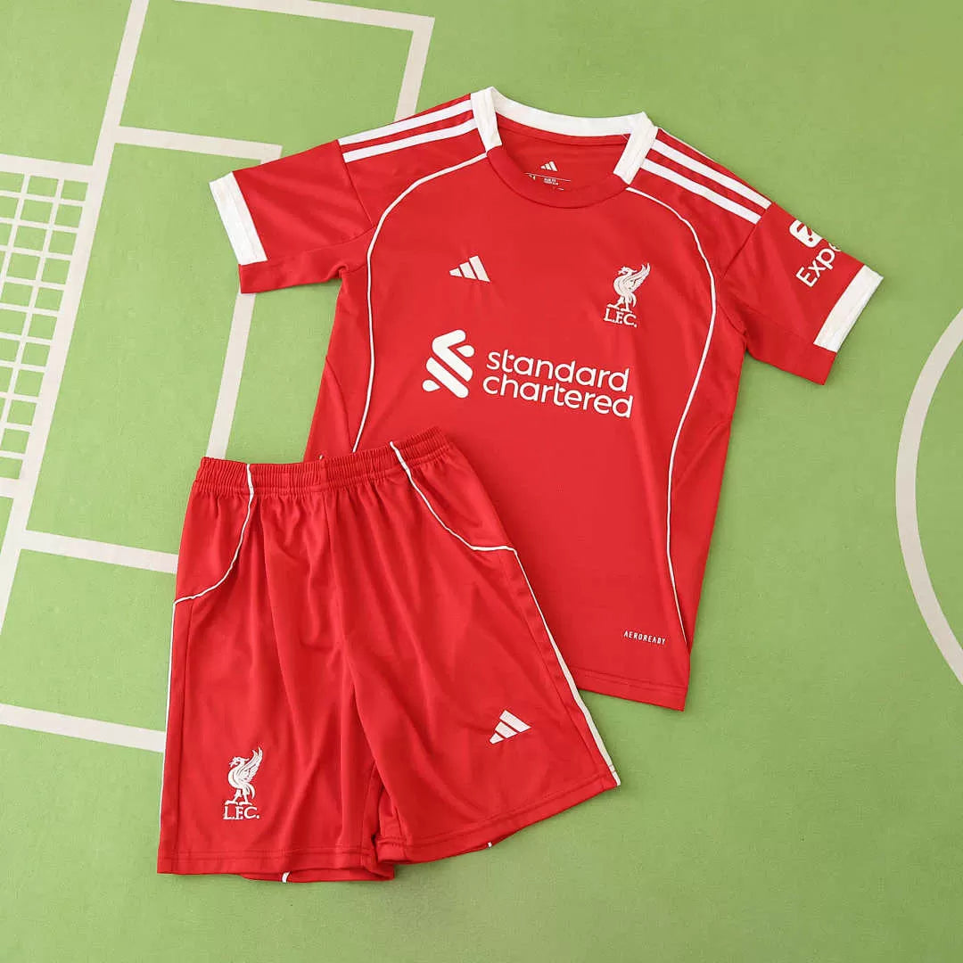 Kit Liverpool Home 25/26 Bambino Rosso | Kit da Calcio