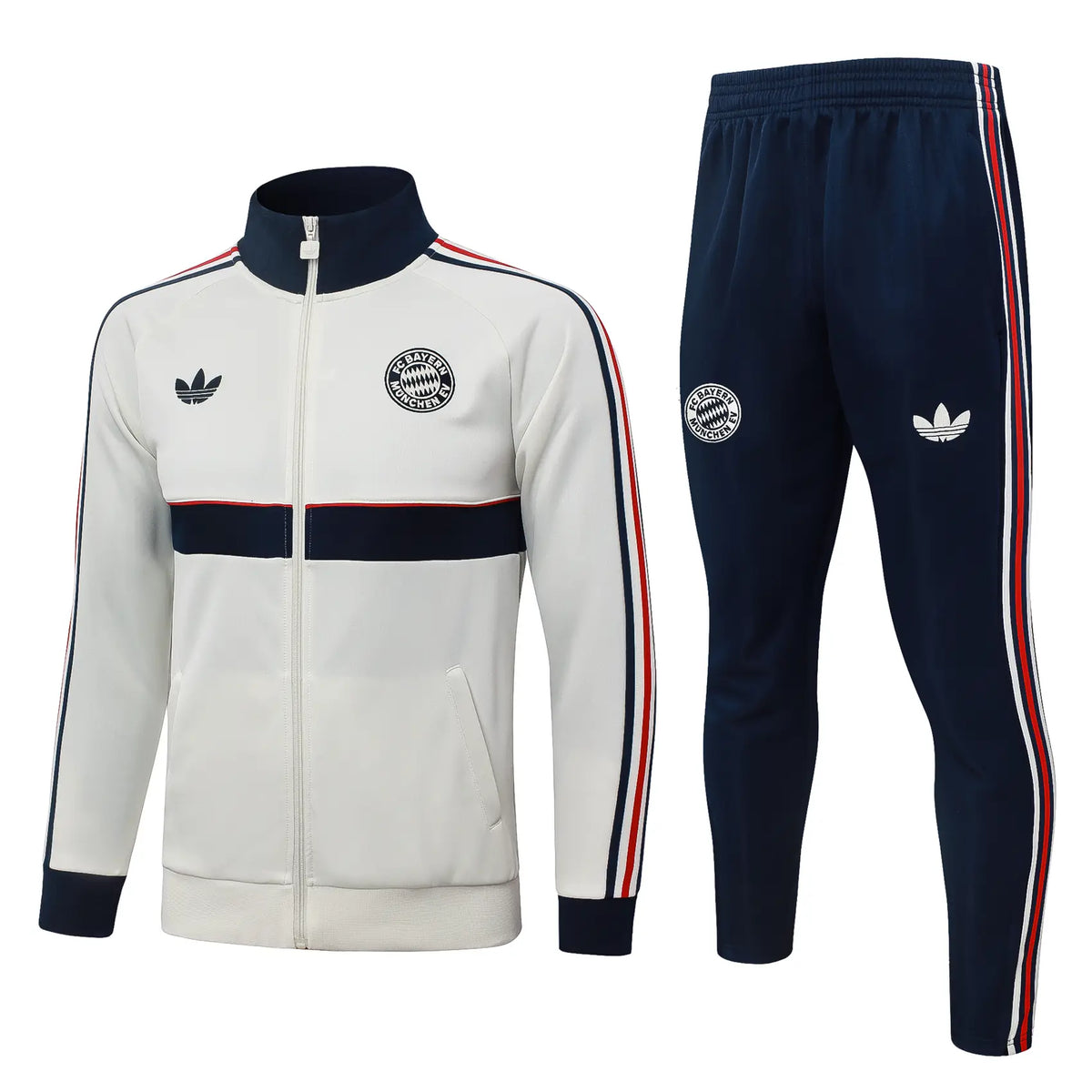 Tuta Full-zip Bayern Munich 26/27 Uomo Bianco e Blu Navy | Tuta da Calcio