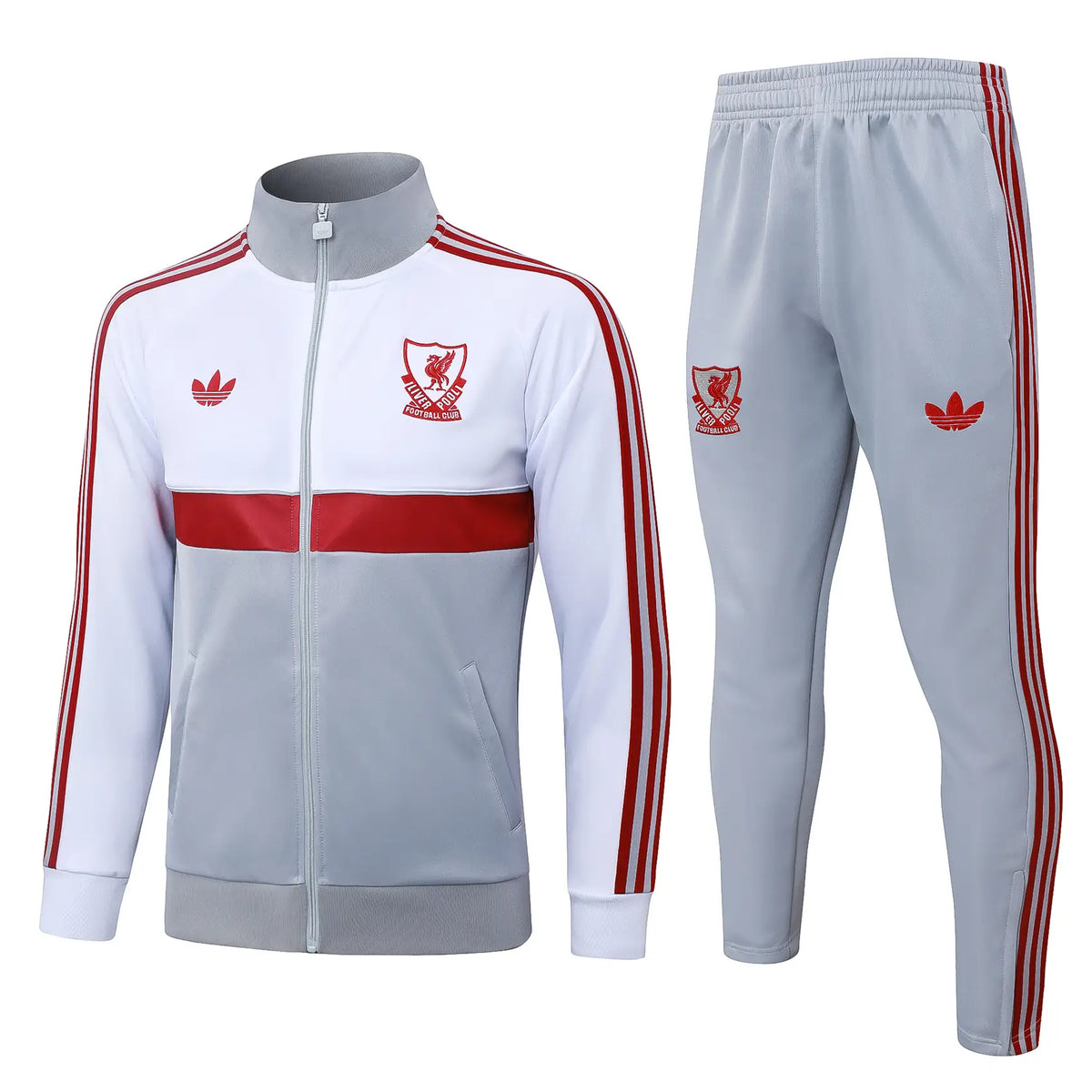 Tuta Full-zip Liverpool 26/27 Uomo Bianco e Grigio | Tuta da Calcio