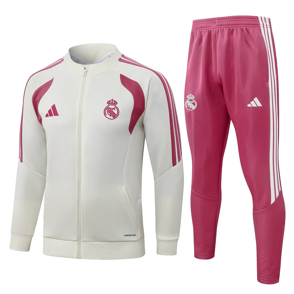 Tuta Full-zip Real Madrid 26/27 Uomo Bianco e Rosa | Tuta da Calcio