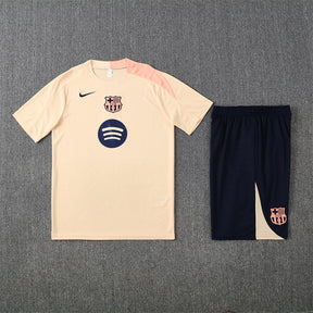 Tenue d'entraînement Barcelone (maillot et short) beige/bleu foncé taille 25/26