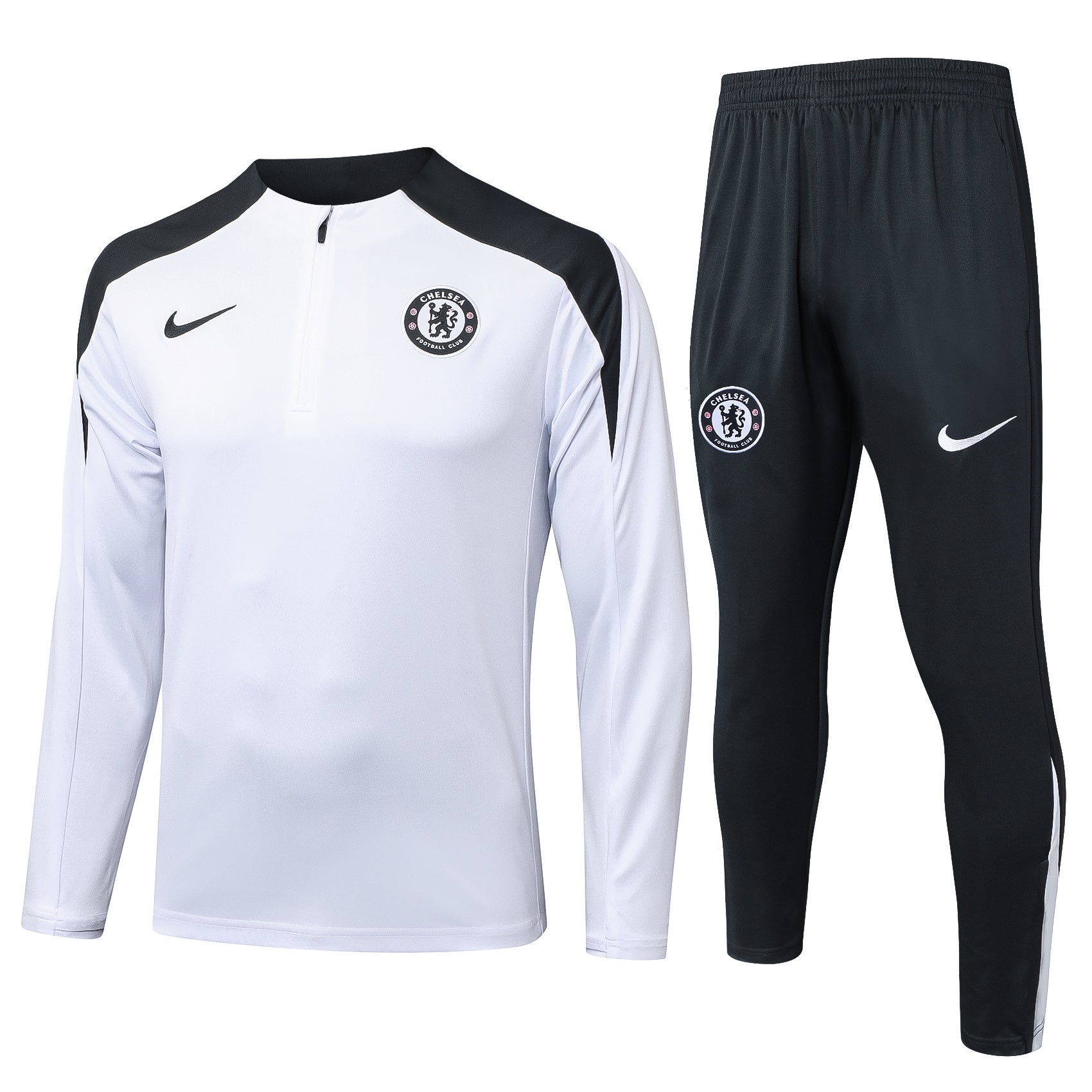 Chelsea White/Black Tracksuit Half-Zip 25/26