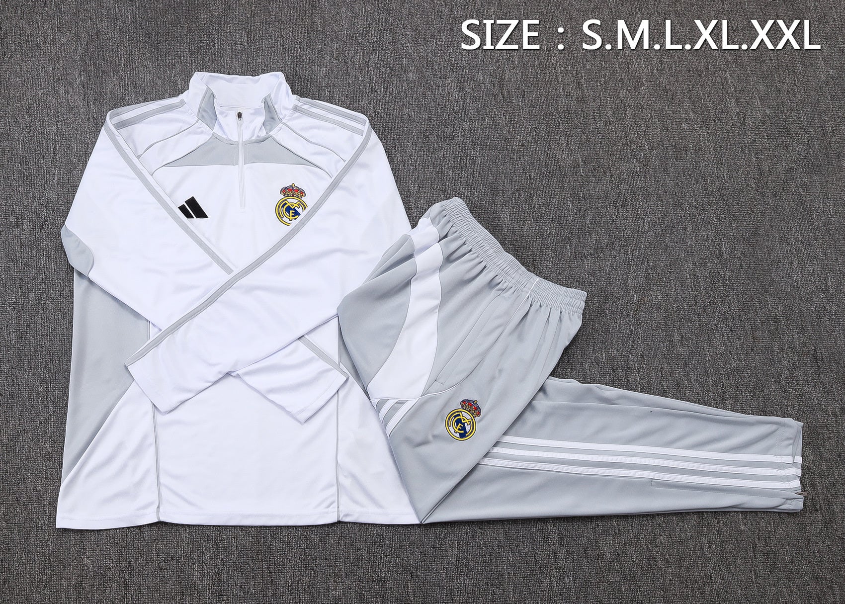 Real Madrid White/Gray Tracksuit Half-Zip 25/26