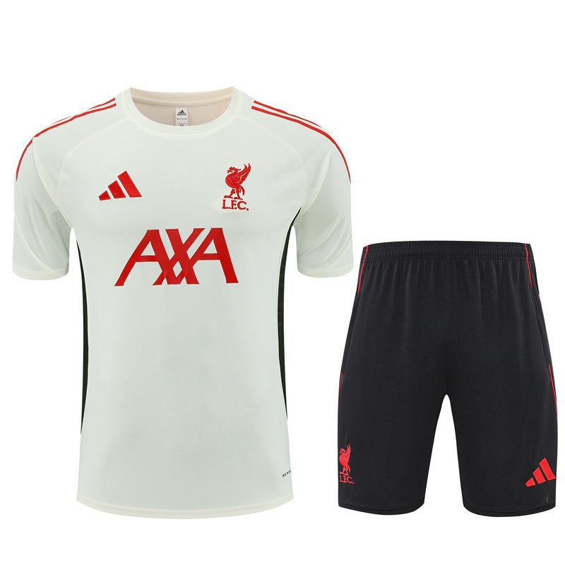 Tenue complète Liverpool (maillot + short) blanc cassé/noir 25/26