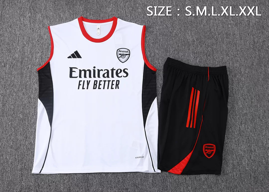 Completino Canottiera Arsenal 2025/26 Uomo Bianco | Kit Allenamento
