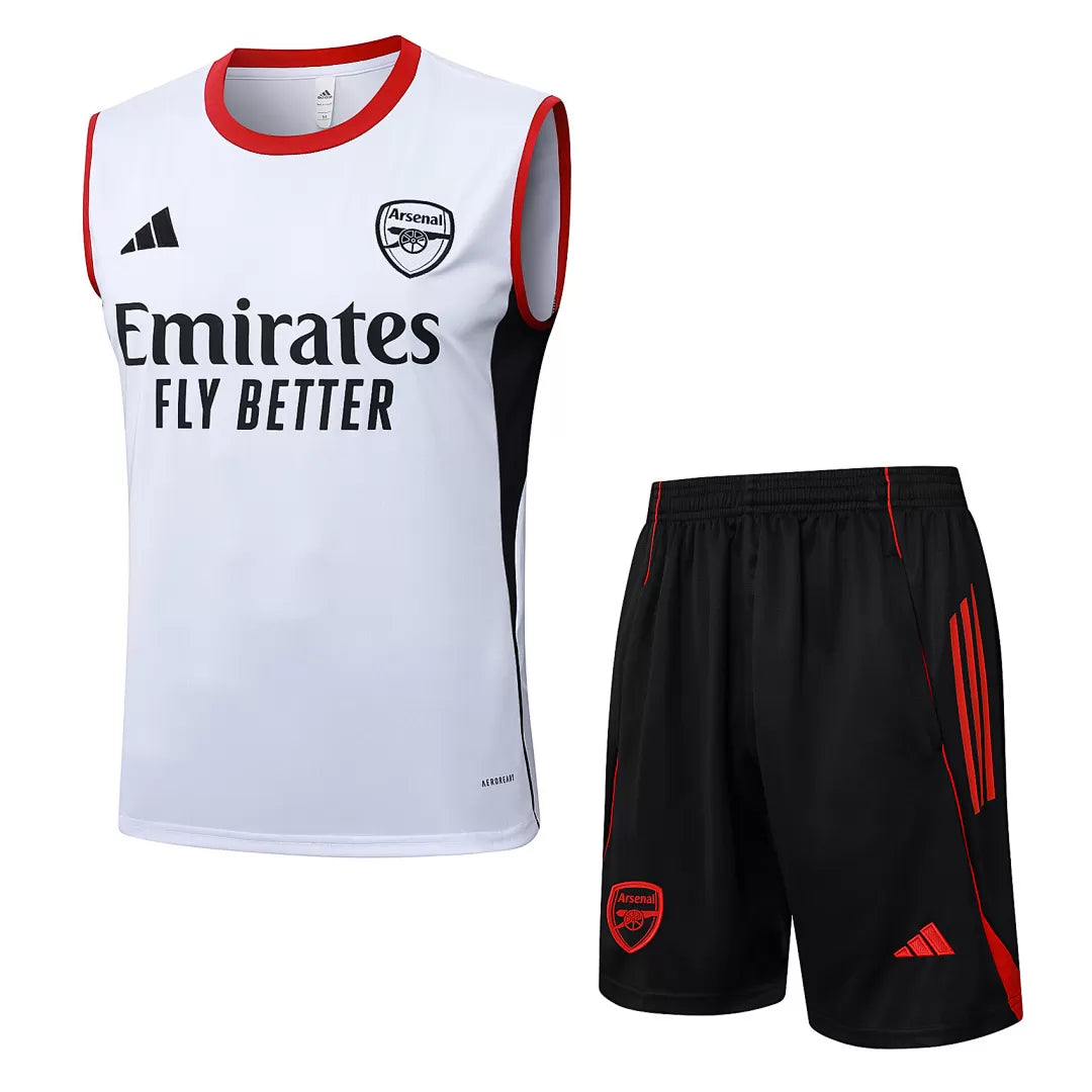 Completino Canottiera Arsenal 2025/26 Uomo Bianco | Kit Allenamento