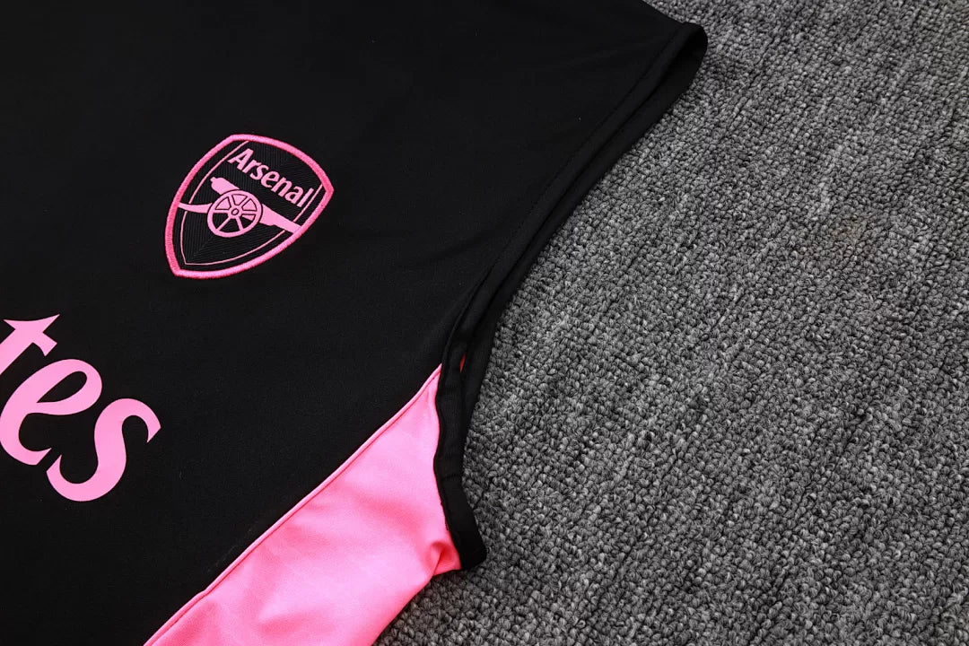 Completino Canottiera Arsenal 2025/26 Uomo Nero Rosa | Kit Allenamento