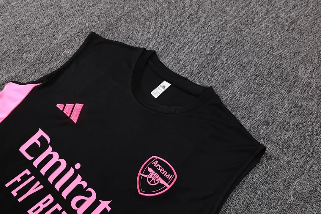 Completino Canottiera Arsenal 2025/26 Uomo Nero Rosa | Kit Allenamento