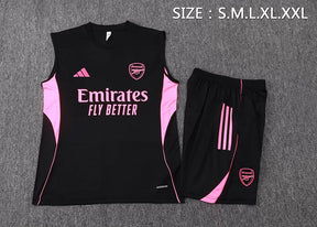 Completino Canottiera Arsenal 2025/26 Uomo Nero Rosa | Kit Allenamento