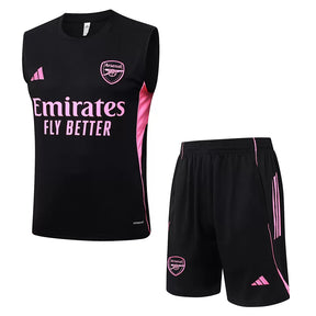 Completino Canottiera Arsenal 2025/26 Uomo Nero Rosa | Kit Allenamento