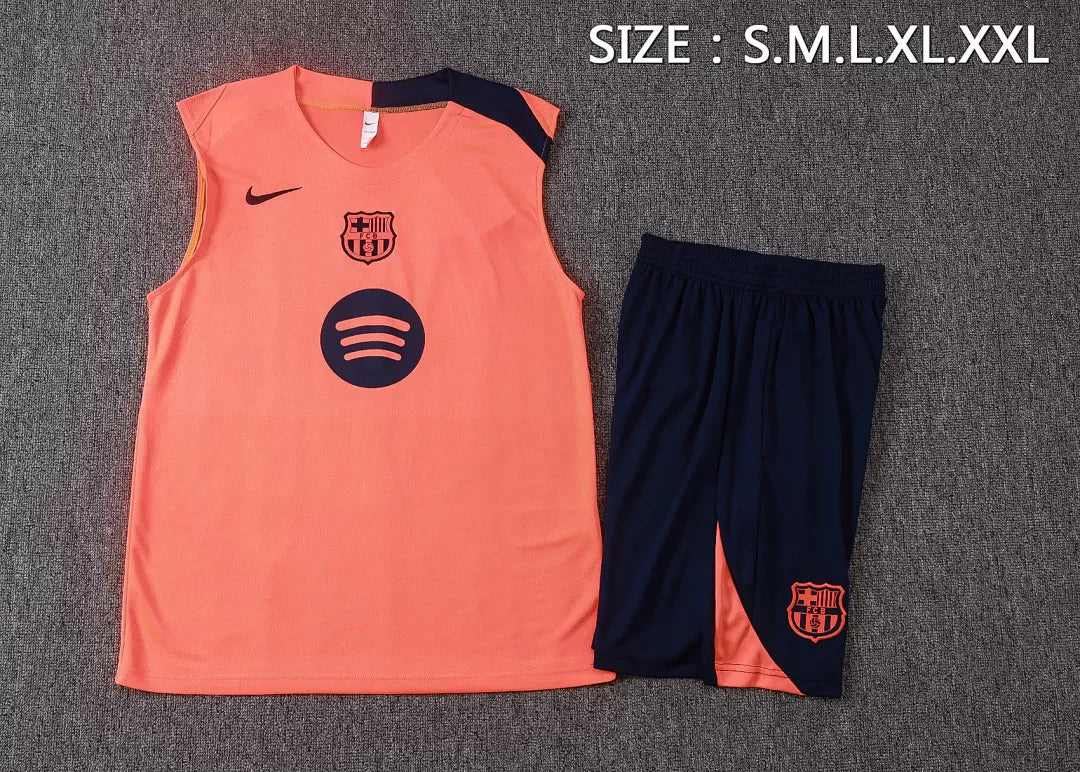 Completino Canottiera Barcelona 2025/26 Uomo Arancione | Kit Allenamento