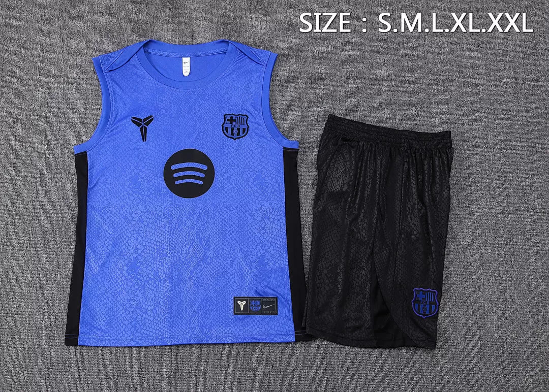 Completino Canottiera Barcelona 2025/26 Uomo Blu | Kit Allenamento