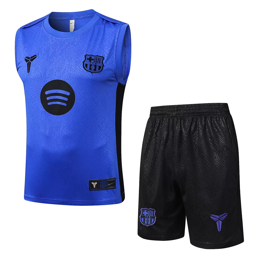 Completino Canottiera Barcelona 2025/26 Uomo Blu | Kit Allenamento