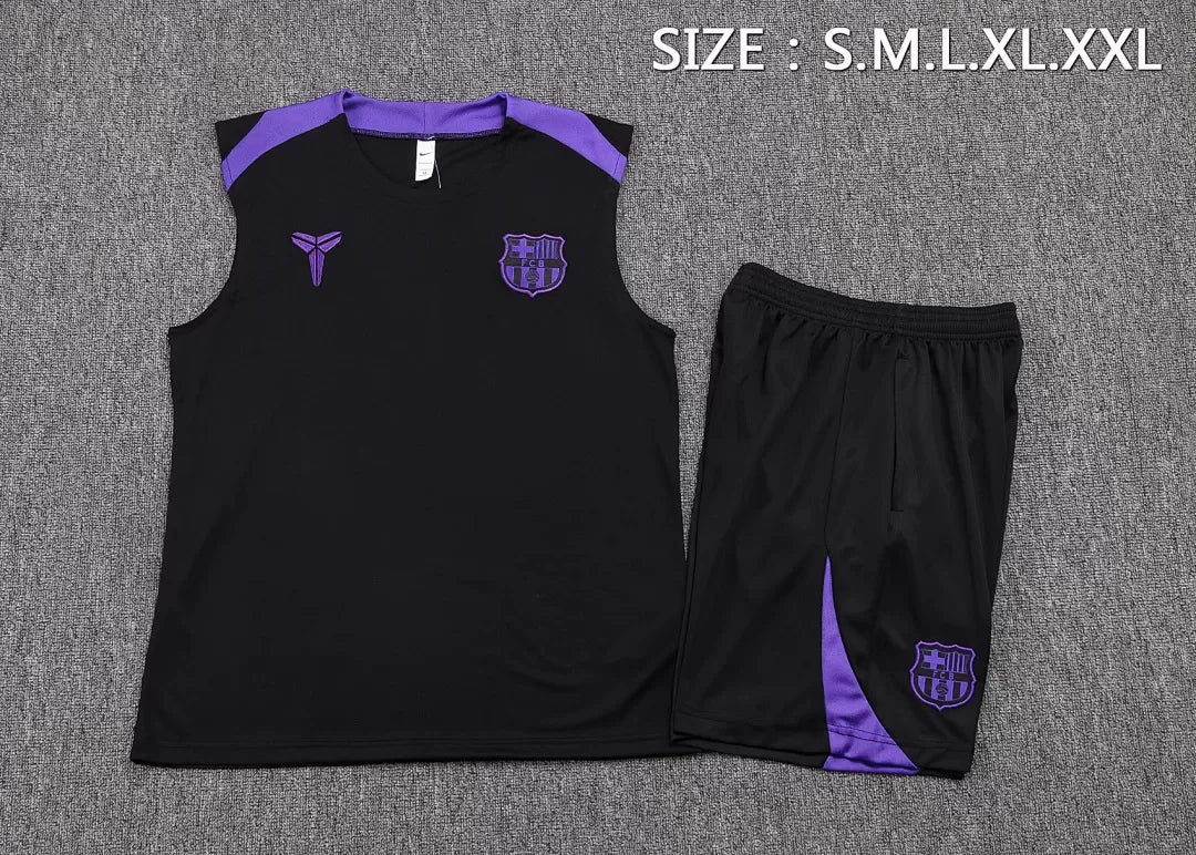 Completino Canottiera Barcelona 25/26 Uomo Nero Viola | Kit Allenamento