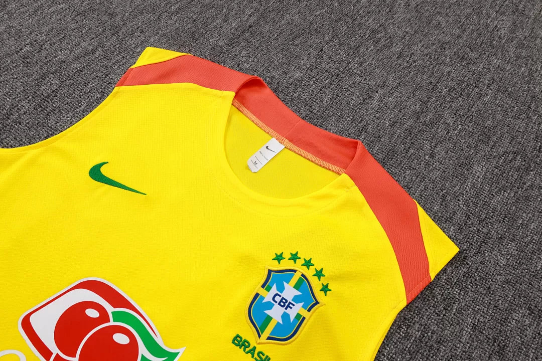 Completino Canottiera Brasile 2025/26 Uomo Giallo | Kit Allenamento