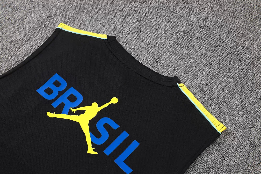 Completino Canottiera Brasile 26/27 Uomo Nero Giallo | Kit Allenamento