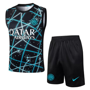 Completino Canottiera Inter Milan 25/26 Uomo Nero Neon | Kit Allenamento