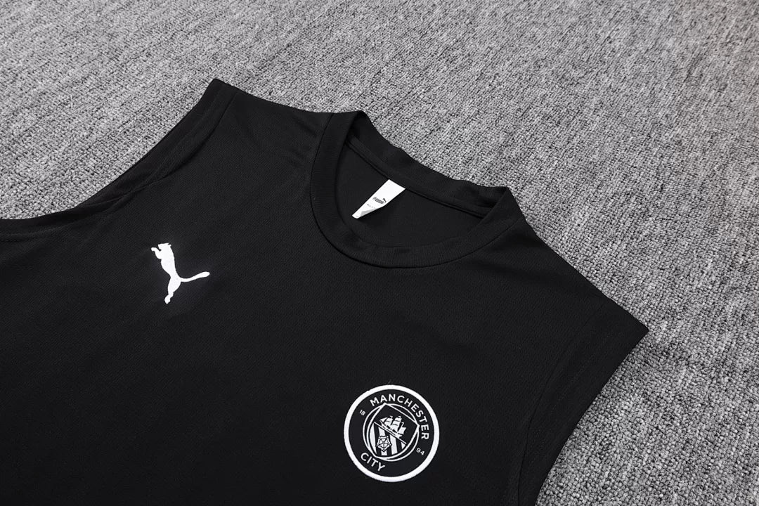 Completino Canottiera Manchester City 2025/26 Uomo Nero | Kit Allenamento