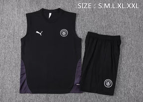 Completino Canottiera Manchester City 2025/26 Uomo Nero | Kit Allenamento
