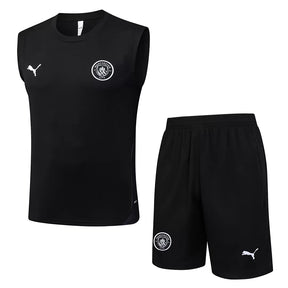 Completino Canottiera Manchester City 2025/26 Uomo Nero | Kit Allenamento