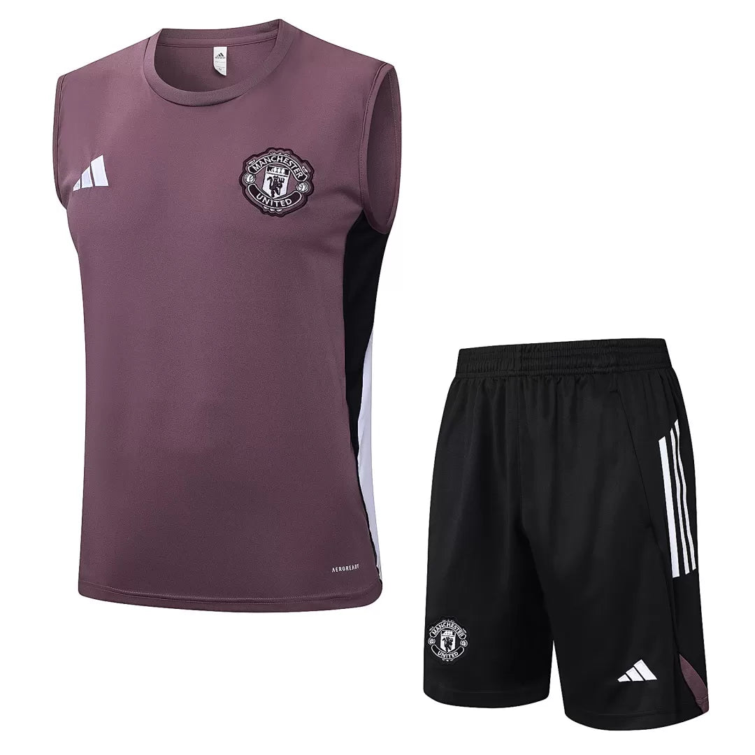 Completino Canottiera Manchester United 25/26 Uomo Bordeaux | Kit Allenamento