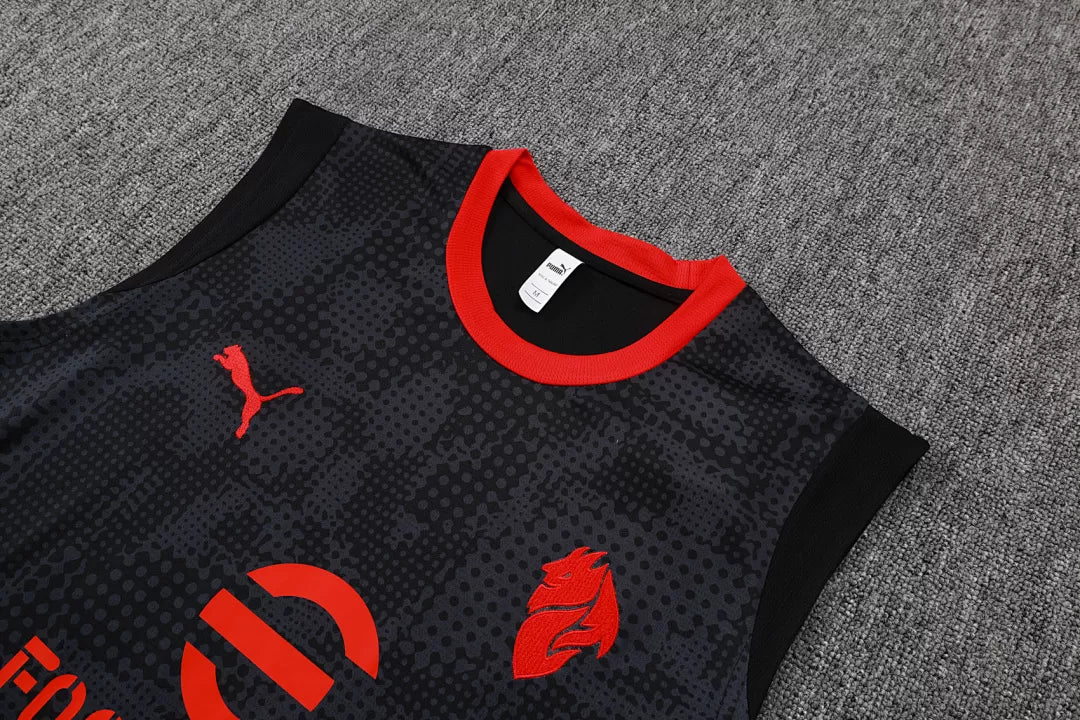 Completino Canottiera Milan 2025/26 Uomo Nero | Kit Allenamento
