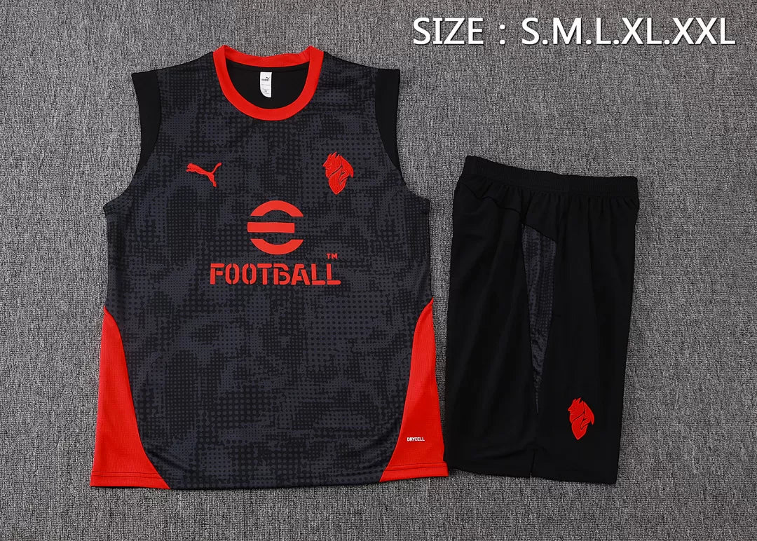 Completino Canottiera Milan 2025/26 Uomo Nero | Kit Allenamento