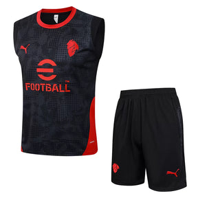 Completino Canottiera Milan 2025/26 Uomo Nero | Kit Allenamento