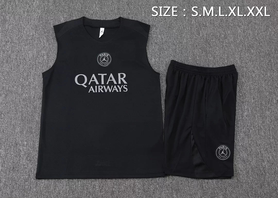 Completino Canottiera PSG 2025/26 Uomo Nero | Kit Allenamento