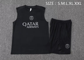 Completino Canottiera PSG 2025/26 Uomo Nero | Kit Allenamento